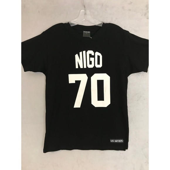 Les Artists NIGO 70 Design T-Shirt Black Short Sleeve Unisex Cotton Size Small S